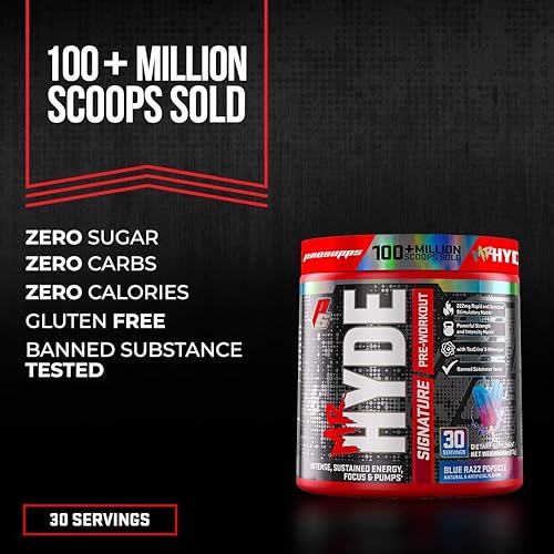 ProSupps Mr. Hyde Signature Series Pre-Workout Energy Drink – Intense Sustained Energy, Focus & Pumps with Beta Alanine, Creatine, Nitrosigine & TeaCrine 30 Servings Lollipop Punch