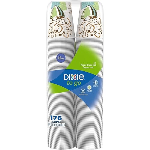Dixie To Go Insulated Hot or Cold Cups - 100% Foam Free - Coffee Haze Design, 12 oz. 176 ct.