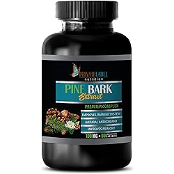 antioxidant Capsules - Pine BARK Extract - Premium Complex - Energy Supplements for Women - 1 Bottle 60 Softgels