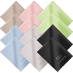 12 Pack Assorted Colors Microfiber Cleaning Cloths - Cleans Lenses, Glasses, Screens, Cameras, iPad, iPhone, Eyeglasses, Cell Phone, LCD TV Screens and More 6X7