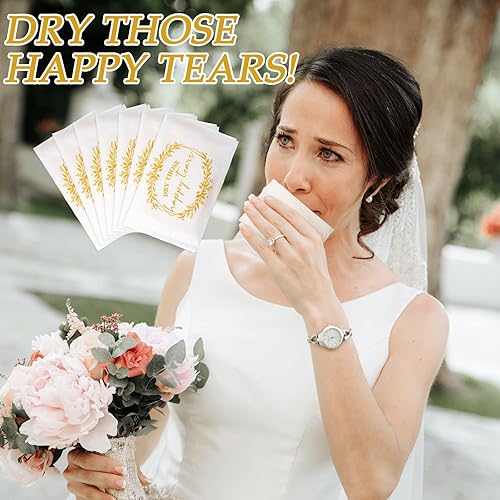 60 Pack Gold Wedding Tissues Pocket Size Facial Tissues Dry Those Happy Tears Tissues Items for Wedding Welcome Bags Travel Tissues Mini Size 3 Ply for Guests Wedding Celebration Graduation