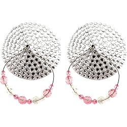Bijoux de Nip Big Crystals Round Shaped Nipple Covers with Beaded Hoops, Silver, 2.9 Ounce