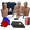 CPR Savers Training Pack, with The Dark Skin PRESTAN Family Pack, 2 Lifesaver AED Trainers, Adult and Infant Manikin Outfits and Knee Pads