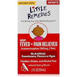 Little Remedies Infant Fever & Pain Reliever with Acetaminophen, Grape, Natural Berry Flavor,2 Fl Oz