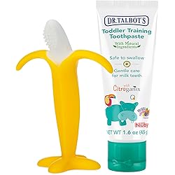 Dr. Talbot's Toddler Training Toothpaste Naturally Inspired with Citroganix, with Nuby Nananubs Banana Massaging Toothbrush, 1.6 Ounce, 6 Months