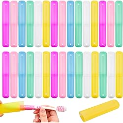 Oomcu Pack of 30 Travel Toothbrush Case Holder, 6 Color Plastic Toothbrush Case Portable Toothbrush Storage for Home and Outdoor