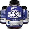 Thyroid Support Complex with Iodine and BioPerine - 120 Capsules - Energy & Focus Supplement Formula for Women and Men, Boosts Brain Function & Metabolism, Concentration - Pills with B12, Ashwagandha