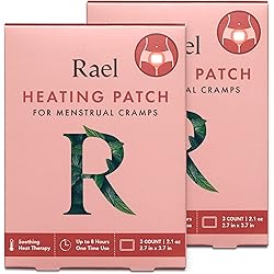 Rael Natural Herbal Heating Patches - Cramp Care, Heat Therapy, Ultra-Thin Design, On The Go Size 2 Pack, 6 Count