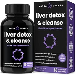 Liver Cleanse Detox & Repair | Milk Thistle Extract with Silymarin 80%, Artichoke Extract, Dandelion Root, Chicory, 25 Herbs | Premium Liver Health Formula | Liver Support Detox Cleanse Supplement