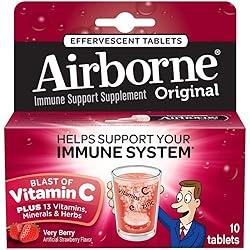 Airborne Effervescent Tablets, Immune Support - Very Berry - 10 ct, Pack of 5