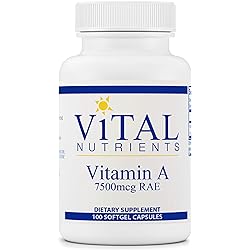 Vital Nutrients - Vitamin A from Fish Liver Oil - Supports Immune Function and Vision - 100 Softgels per Bottle - 7500 mcg RAE