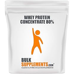 BulkSupplements.com Whey Protein Concentrate - Whey Protein Powder - Protein Powder Unflavored - Low Calorie Protein Powder - Protein Powder for Muscle Gain 1 Kilogram - 2.2 lbs