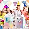 4 Packs Large Gift Bags with Handles 10 x 5 x 12 Inch Holographic Bags Paper Glitter Bags Iridescent Party Treat Bags with Tissue Paper for Birthday Wedding Baby Shower Anniversaries Favors