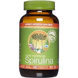 Nutrex Hawaii, Pure Hawaiian Spirulina - 1000 mg Tablets - Hawaiian Grown Natural, Nutrient Rich Superfood - Immune Support, Detox & Energy – Vegan Complete Protein, Non-GMO, Original, 180 Count