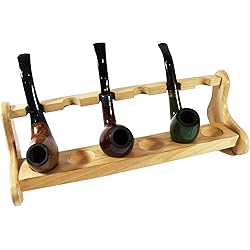 6 Tobacco Pipe Stand Holder- Wooden Tobacco Pipes Display Rack Holder for 6 Smoking Pipes Natural