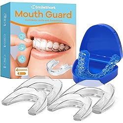 SmileShark Mouth Guard for Clenching Teeth at Night 4 Count, Night Guard for Clenching, Night Guards for Teeth Grinding, Mouth Guard for Grinding Teeth 2 Regular & 2 Heavy Duty