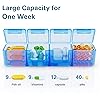Large Weekly Pill Organizer 4 Times a Day, Barhon 7 Days Pill Boxes with Dust-Proof Container, Big Letters Medicine Organizer Case for Vitamin Fish Oil SupplementRainbow