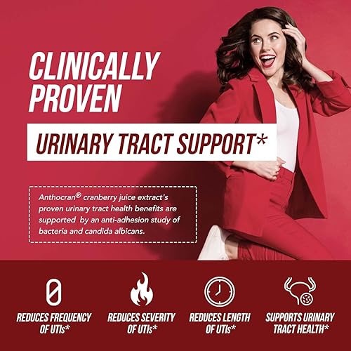 CranEaze®: Cranberry Juice Extract Plus D-Mannose – 36 mg PAC, 100% Soluble PAC - Supports Urinary Tract Health – Most Effective Cranberry Pills for Women, UTI Cranberry Supplement - 60 Capsules