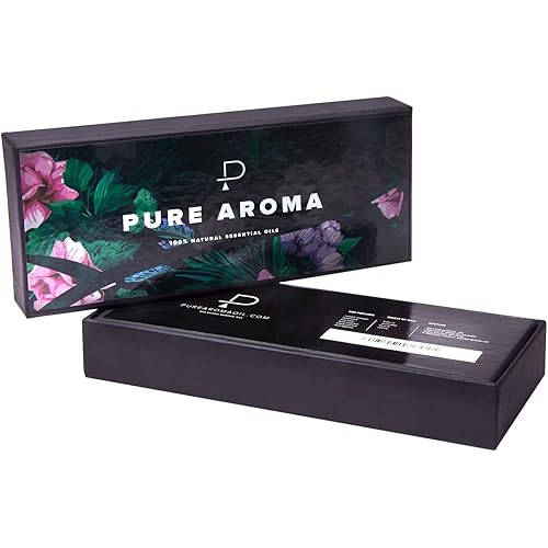 Essential Oils by PURE AROMA 100% Pure Oils kit- Top 6 Aromatherapy Oils Gift Set-6 Pack, 10MLEucalyptus, Lavender, Lemon Grass, Orange, Peppermint, Tea Tree