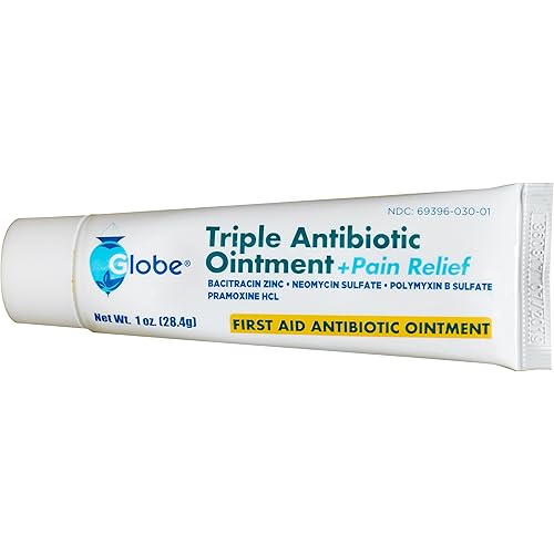 Globe Triple Antibiotic Pain Relief Dual Action Ointment, 1 Oz | 24 Hour Pain and Infection Protection 12- Value Pack 12 Pack