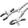 SEXY SLAVE Adjustable Nipple Clamps - Silver Beaded Nipple Clamps with Link Chain, Soft Rubber Metal Nipple Clamps Fetish Nipple Teasers Sensual Bondage