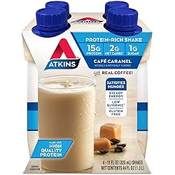 Atkins Ready To Drink Shake, Café Caramel, 11 Ounce, 4 Count Pack of 6