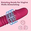 Triple Action Beaded Thrusting Vibrator - BOMBEX Gary, 10.2" Curved Head G Spot Vibrator, Rabbit Vibrator for Clitoral Stimulation, Angled Anal Beads, Adult Sex Toys for Women, Rose Red