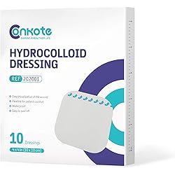 Conkote Hydrocolloid Wound Dressing 4”x 4”, Sterile Adhesive Patches, Box of 10 Dressings