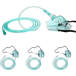 Adult Europe Standard Oxygen Mask with 6.6' Tubing and Adjustable Elastic Strap - 3 Packs - Size L