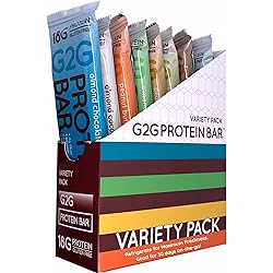 G2G Protein Bar, 8 Flavor Variety Pack, High Protein, Gluten-Free, Healthy Snack, Delicious Meal Replacement, Clean Ingredients, Refrigerated for Freshness, Pack of 8