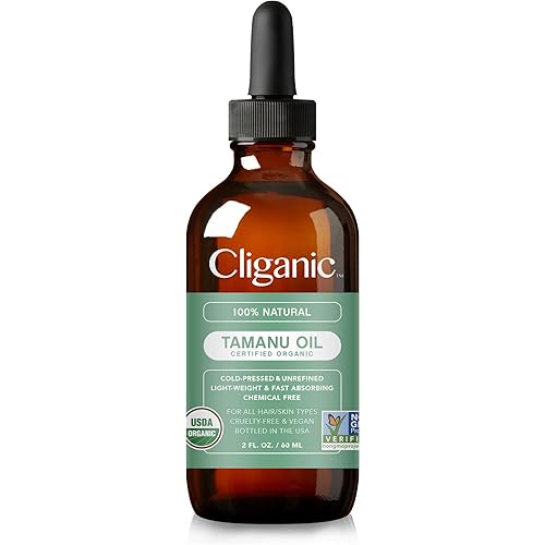 Cliganic USDA Organic Tamanu Oil, 100% Pure - For Face, Hair & Skin | Natural Cold Pressed Unrefined Hexane-Free