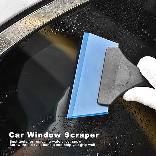 cyrank 2pcs Small Squeegee Rubber Window Tint Squeegee, Mini Glass Wiper Shower Squeegee Non Slip Handle for Auto Window Tint Tool Home