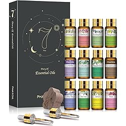 PHATOIL 12PCS Essential Oils Set with Diffused Wood and Nice Box, 5ml Essential Oils for Diffusers for Home, Gifts for Families and Friends