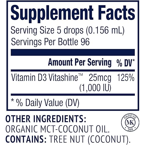 Vimergy USDA Organic Vitamin D3 Extract – Supports Strong Bones & Healthy Immune System – Alcohol Free Liquid Vitamin D3 Drops - Gluten-Free, Non-GMO, Kosher, Vegan & Paleo Friendly 15 ml