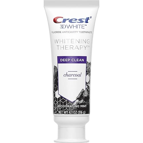 Crest Charcoal 3D White Toothpaste, Whitening Therapy Deep Clean with Fluoride, Invigorating Mint, 4.1 Ounce, Pack of 3