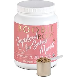 Boobie Body Superfood Protein Shake for Moms, Pregnancy Protein Powder, Lactation Support to Increase Milk Supply, Probiotics, Organic, Diary-Free, Gluten-Free, Vegan - Chocolate Bliss 23.3oz, 1 Tub