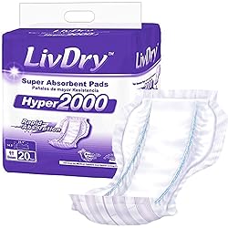 LivDry Incontinence Pad Insert for Men and Women | Extra Absorbency with Odor Control Hyper 2000 20 Count