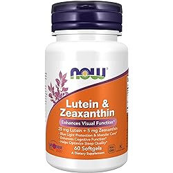 NOW Supplements, Lutein & Zeaxanthin with 25 mg Lutein and 5 mg Zeaxanthin, 60 Softgels