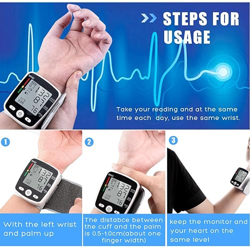 potulas Blood Pressure Monitor, Wrist Blood Pressure Cuff Monitor with USB Charging, Automatic Digital BP Machine,Voice Broadcast, Large Display Screen