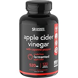 Apple Cider Vinegar Pills with Cayenne Pepper | Made from Organic Fermented Apple Cider | Non-GMO Project Verified & Vegan Certified 120 Veggie Capsules
