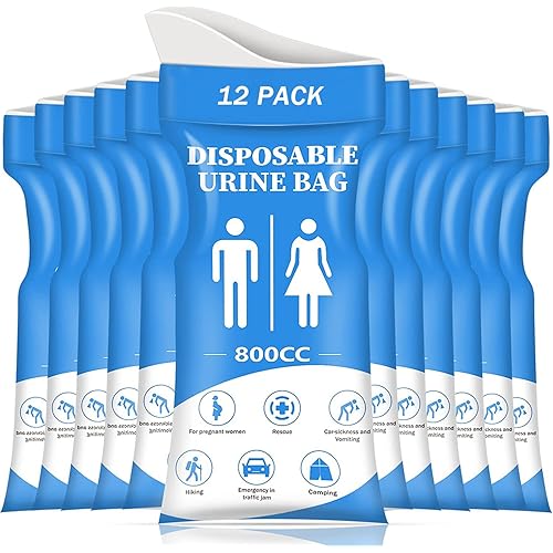 DIBBATU Disposable Urinal Bag, 1224 Pcs 800ML Emergency Urine Bag, Unisex Urinal Bag, Portable Camping Pee Bag, Travel Urine Bag Vomit Bag for Traffic Jams, Camping, Hiking, Pregnant, Patient, Kids