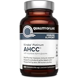 Premium Kinoko Platinum AHCC Supplement – 750mg of AHCC per Capsule – Supports Immune Health, Liver Function, Maintains Natural Killer Cell Activity – 60 Veggie Capsules