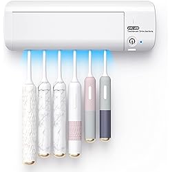 Toothbrush Holder Covers, VAPTEC Travel Toothbrush containers, Automatic Cleaning, with Built-in Fan, Bathroom Wall Mounted, Rechargeable, for All toothbrushes, White