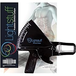Lightstuff Precision Skinfold Caliper - Easy, Reliable Tool for Monitoring Body Fat - Quick Start Guide for Beginners, Detailed Booklet for Advanced Users - Measures up to 80mm in Skin Fold Thickness