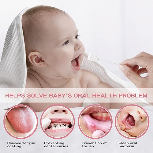 45-Pack] Baby Tongue Cleaner, Baby Toothbrush, Disposable Infant Gums Cleaner, Soft Gauze Toohthbrush Newborn Oral Cleaning Stick Dental Care for 0-36 Month Baby 1Pcs Finger Toothbrush with Case