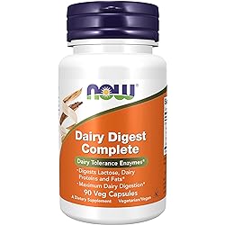 NOW Supplements, Dairy Digest Complete, Digests Lactose, Dairy Proteins and Fats, Dairy Tolerance Enzymes, 90 Veg Capsules