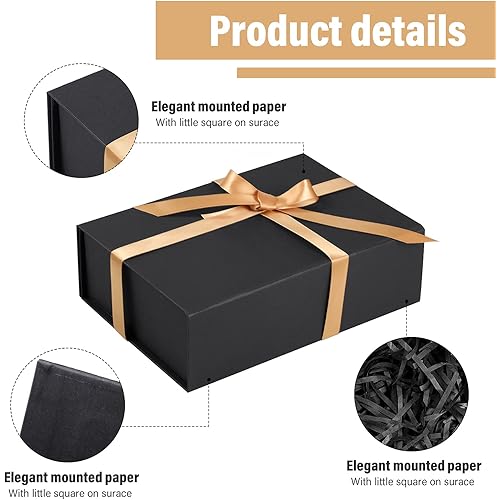 3 Pieces Valentines Day Luxury Gift Box with Lids and Changeable Ribbon Paper Bags, Greeting Card and Tissue Paper Luxury Packaging Box Set for Women Girlfriend Gift Package