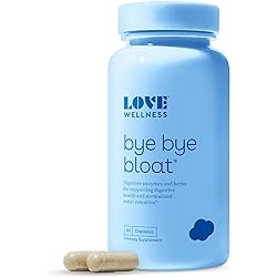 Love Wellness Bye Bye Bloat, Digestive Enzymes Supplement - 60 Capsules - Bloating & Gas Relief - Helps Reduce Water Retention & Overall Digestive Health - Safe & Effective With Fenugreek, Dandelion
