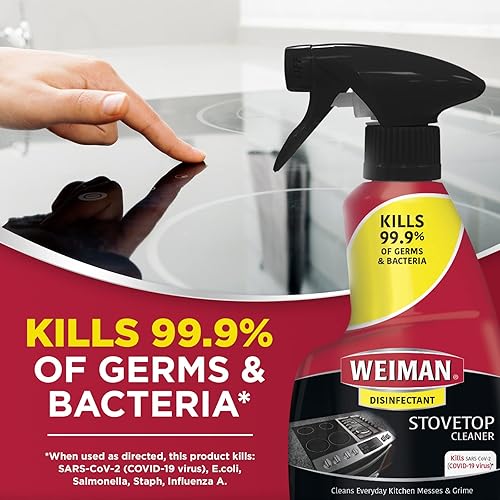 Weiman Disinfecting Stovetop Cleaner & Stainless Steel Cleaner - 22 Ounce - Daily Appliance Kitchen Cleaning Kit