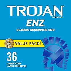 TROJAN ENZ Condoms For Contraception Plus STI Protection, 36 Count, 1 Pack